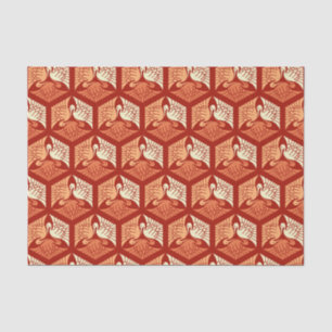 Japanese Cranes, Mandarin and Light Orange Tissue Paper