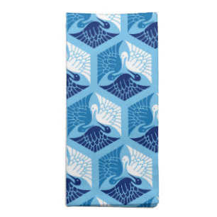 Japanese Cranes, Navy, White, and Light Blue  Cloth Napkin