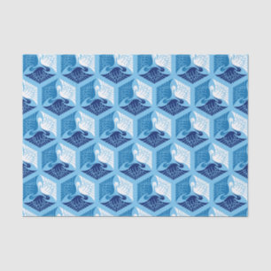 Japanese Cranes, Navy, White, and Light Blue Tissue Paper