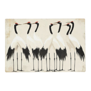 Japanese Cranes on Beige Placemat