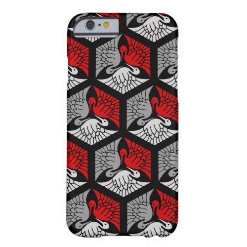 Japanese Cranes Red Gray  Grey and Black Barely There iPhone 6 Case