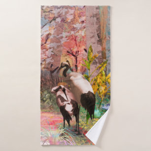 JAPANESE CRANES “Rising Sun” Bath Towel
