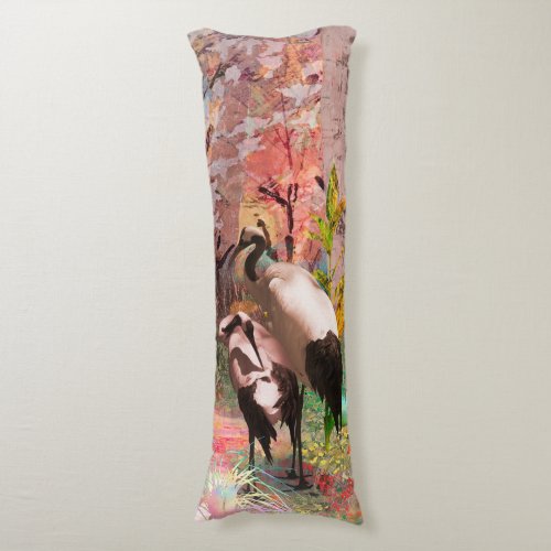 JAPANESE CRANES Rising Sun Body Pillow