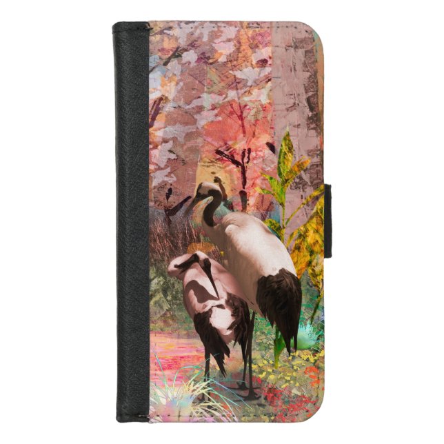 JAPANESE CRANES “Rising Sun” iPhone Wallet Case (Front)