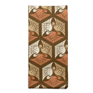 Japanese Cranes, Tan, Rust & Chocolate Brown  Cloth Napkin