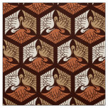 Japanese Cranes, Tan, Rust &amp; Chocolate Brown Fabric