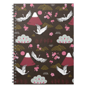 Japanese Cranes: Traditional Seamless Pattern Notebook