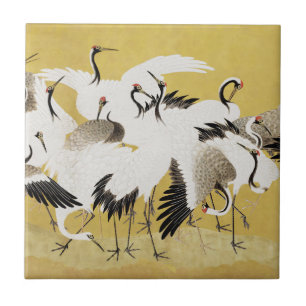 Japanese Cranes Vintage Bird Classic Ceramic Tile