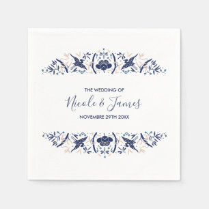 Japanese Crested ibis Lotus Personalized Wedding Napkins