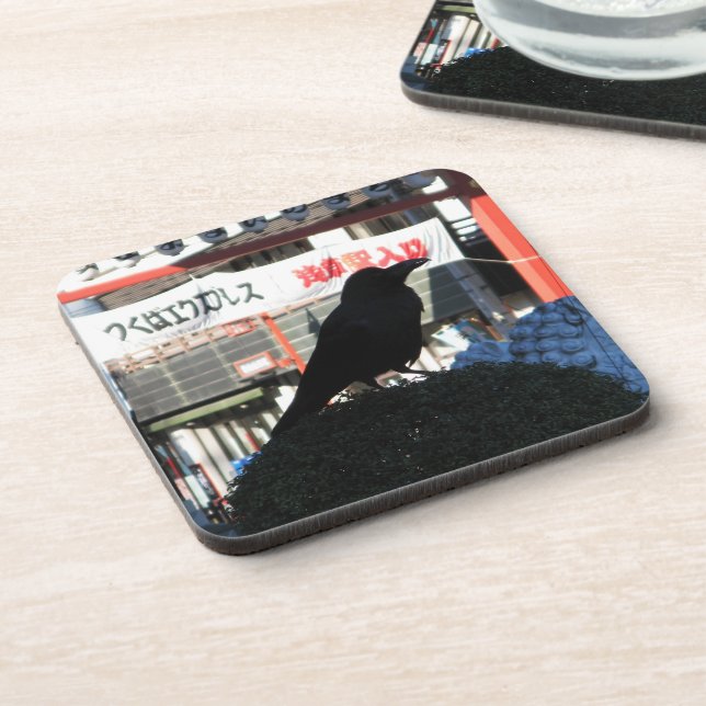 Japanese Crow Beverage Coaster (Left Side)