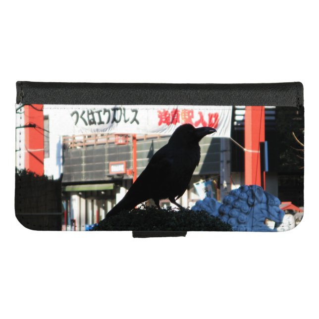 Japanese Crow iPhone Wallet Case (Front (Horizontal))