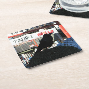 Japanese Crow Square Paper Coaster