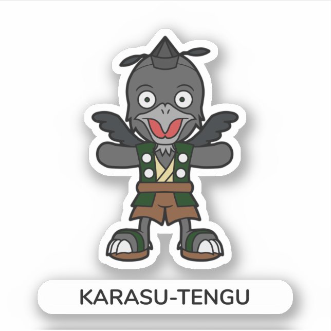 Japanese Crow Tengu Yokai Sticker (Front)
