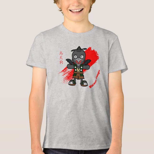 Japanese Crow Tengu Yokai Tri-Blend Shirt (Front)