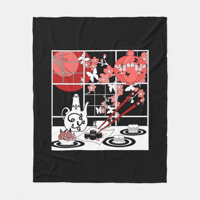 Japanese cuisine fleece blanket (Front)