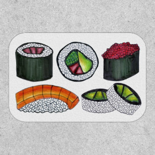 Japanese Cuisine Food Sushi Rolls Salmon Nigiri Patch