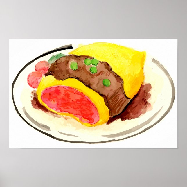 Japanese cuisine. Omelet rice. Poster (Front)