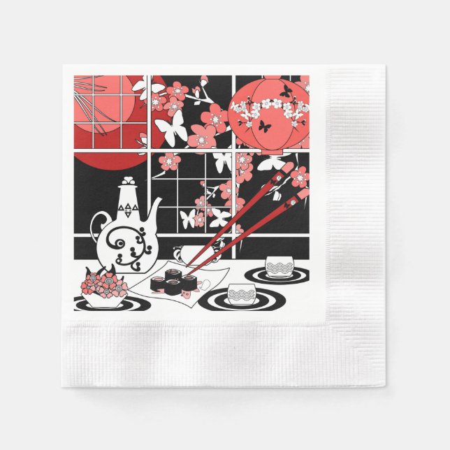 Japanese cuisine paper napkins (Front)
