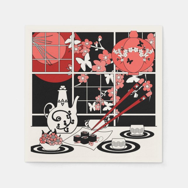 Japanese cuisine paper napkins (Front)