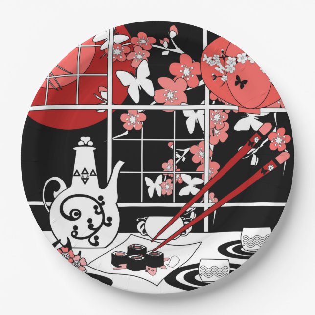Japanese cuisine paper plates (Front)