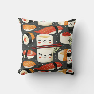 Japanese cuisine, rolls, sushi, sushi sticks, soy  throw pillow