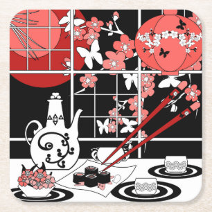 Japanese cuisine square paper coaster