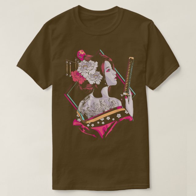 Japanese Culture Samurai Cherry Blossom Sakura Gei T-Shirt (Design Front)