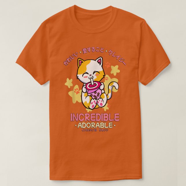 Japanese - Cute Bubble Tea Cat Kitten Incredible A T-Shirt (Design Front)