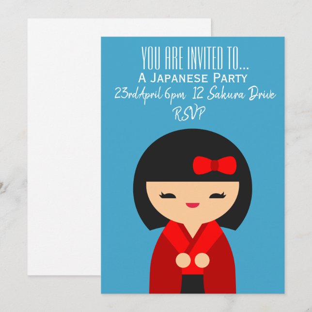 Japanese cute themed Japan party Invitation (Front/Back)