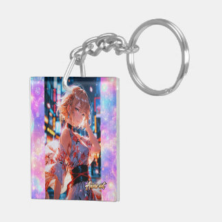 Japanese Cyberpunk Anime Girl Poster | Neon City Keychain