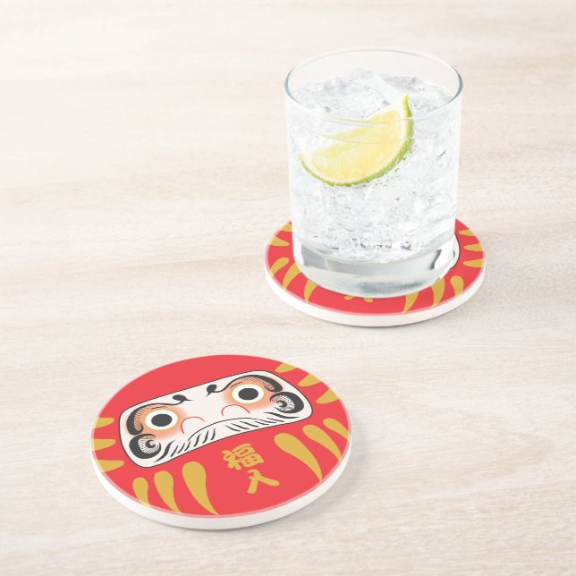 Japanese Daruma (Two Eyes)  Coaster (Side)