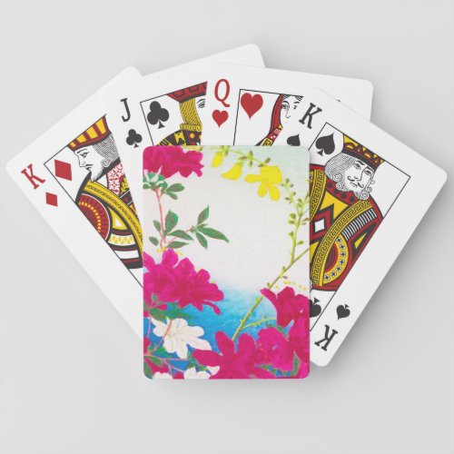 Japanese day lilies _ magenta yellow blue poker cards