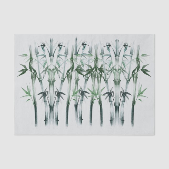 Japanese Decoupage Green Bamboo Pattern Tissue Paper (Front)