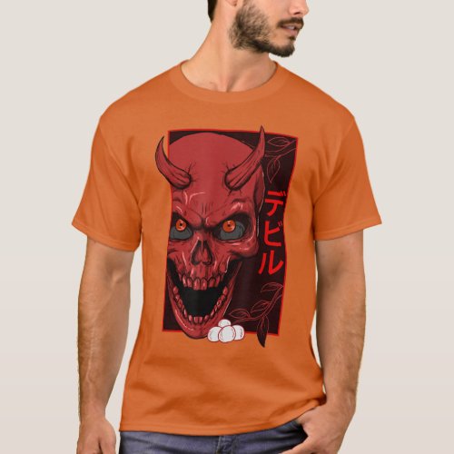 Japanese demon art face Skull devil oni harajuku a T_Shirt
