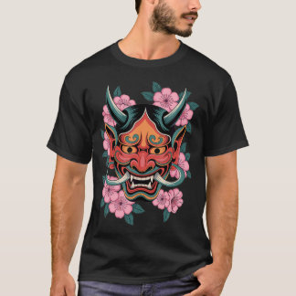 Japanese Demon Cherry Blossom Yokai Devil Hannya T-Shirt