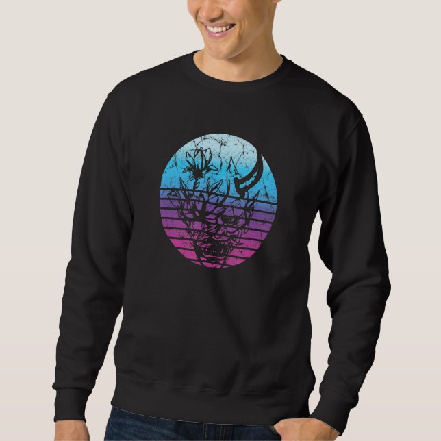 Japanese Demon Face Mask Devil Oni Vaporwave Aesth Sweatshirt (Front)