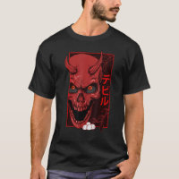 Japanese Demon Face Skull Devil Oni Harajuku Aesth T-Shirt