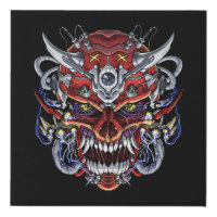 Japanese Demon Skull Mask Faux Canvas Print