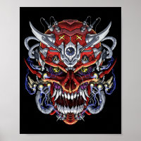 Japanese Demon Skull Mask Poster