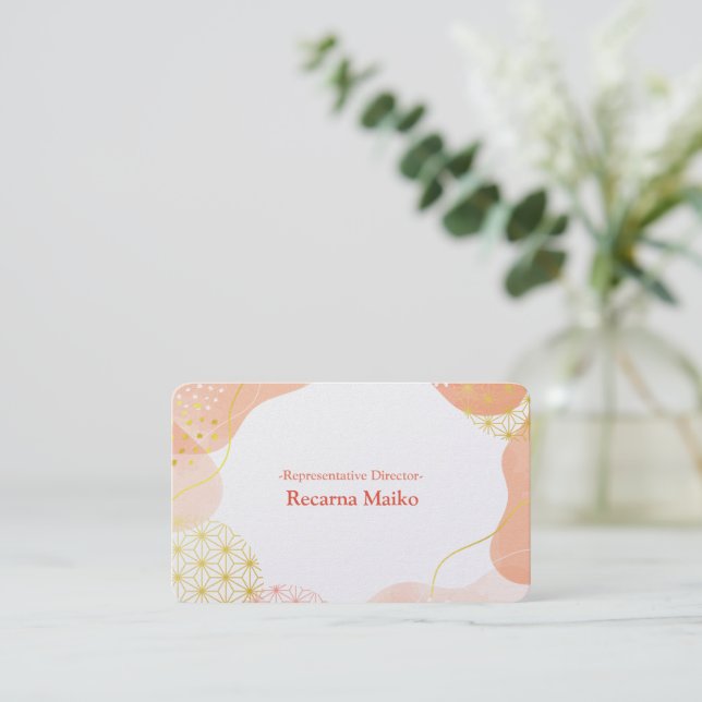 Japanese Design Business Card Pink gold (Standing Front)