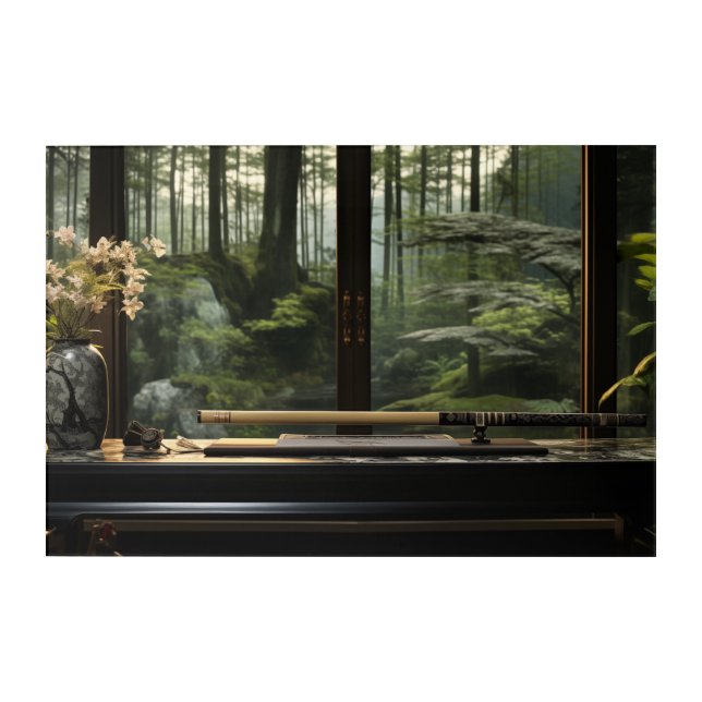 Japanese Desk and a Garden Acrylic Wall Art (Front)