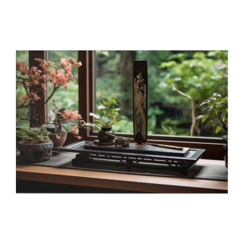 Japanese Desk and a Garden Acrylic Wall Art