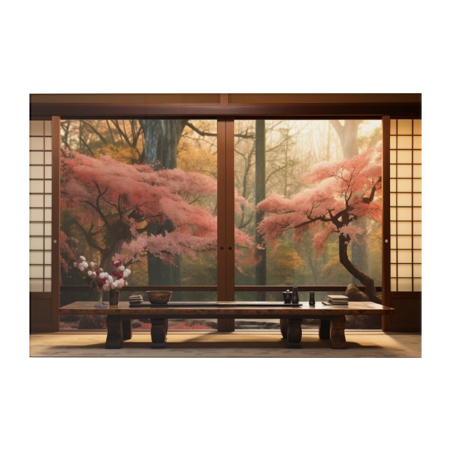 Japanese Desk and a Garden Acrylic Wall Art (Front)