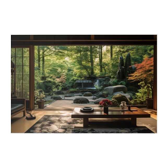 Japanese Desk and a Garden Acrylic Wall Art (Front)