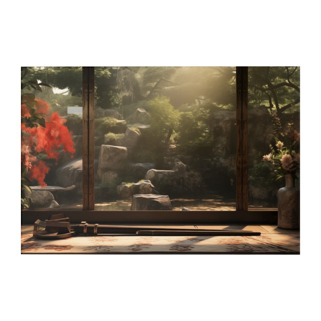 Japanese Desk and a Garden Acrylic Wall Art (Front)