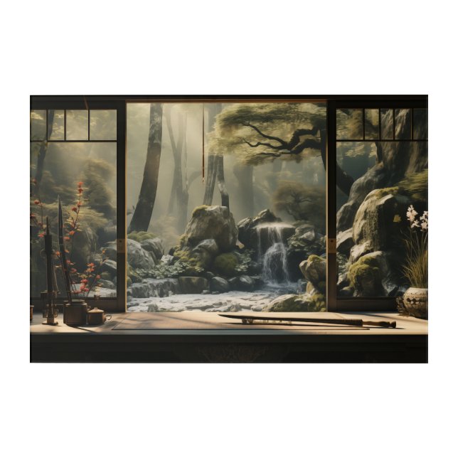 Japanese Desk and a Garden Acrylic Wall Art (Front)