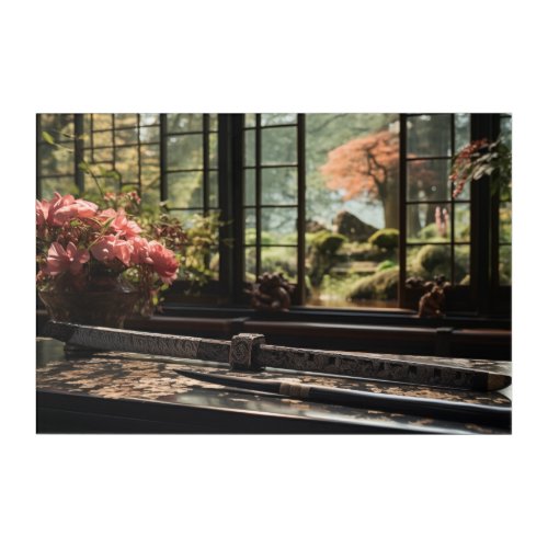 Japanese Desk and a Garden Acrylic Wall Art