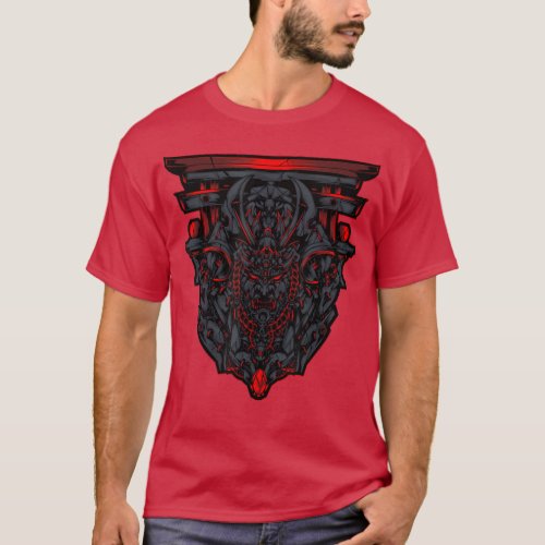 Japanese Devil Oni Demon Samurai Cosplay Ninja Tec T_Shirt