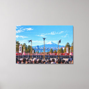 Japanese Dezomeshiki Firefighter Ladder Performanc Canvas Print