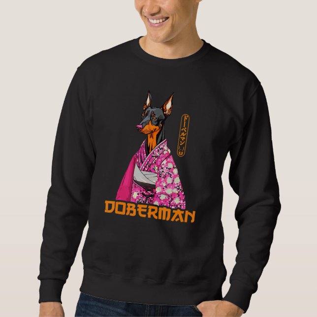 Japanese Doberman Pinscher Wearing Kimono Japan Ka Sweatshirt (Front)
